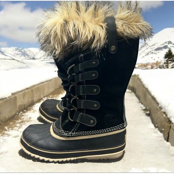 Sorel Women Joan of Arctic Tall Boots Black Waterproof NL1540-010 Sz 8 PreOwned - Picture 1 of 14